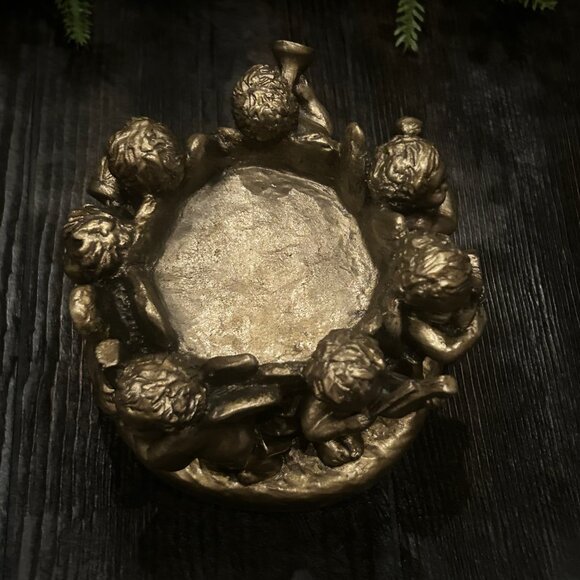 Antique Ornate Cherubs Angel Playing Instruments Candle Holder - Picture 7 of 12